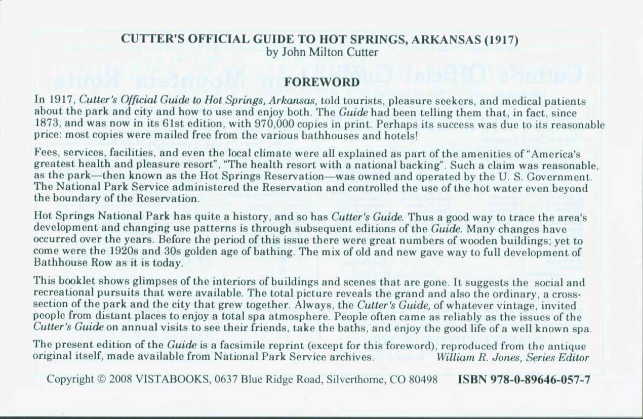 CUTTER'S OFFICIAL GUIDE TO HOT SPRINGS, ARKANSAS. vist0057a